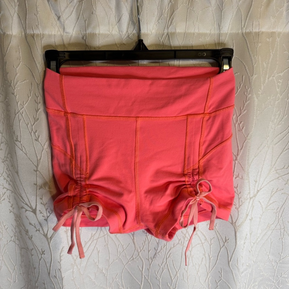 Ruched Bow Pink Lululemon Biker Shorts